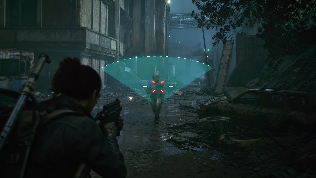 FOV cone and crosshair smoothing visualization on dark background