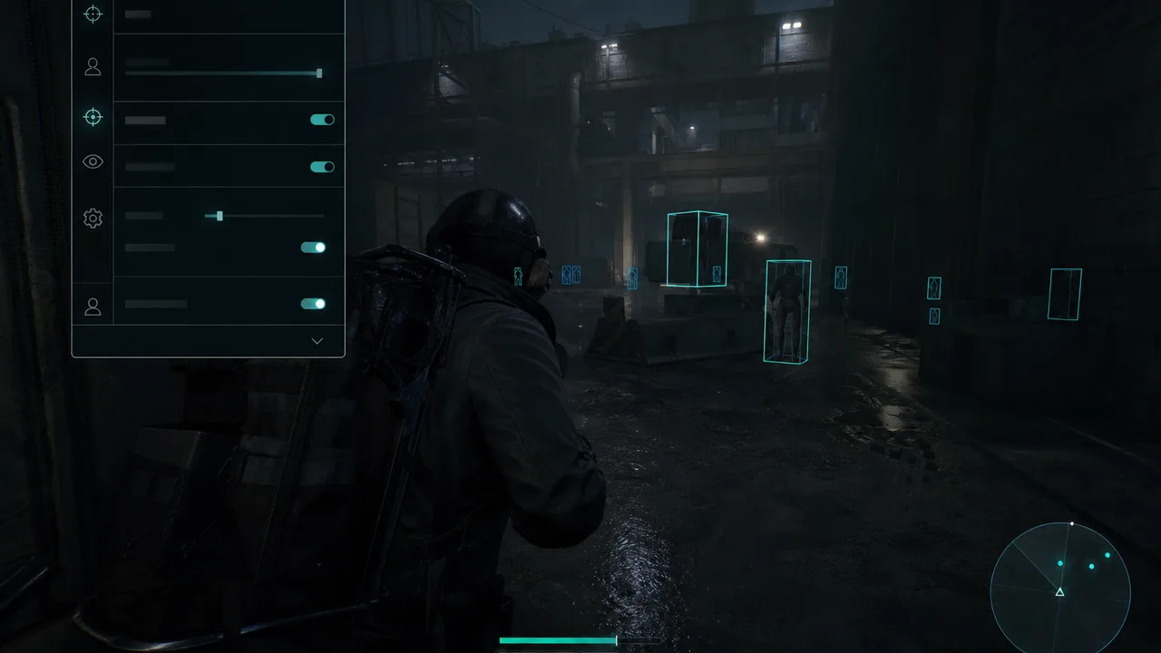 Arc Raiders overlay menu with conservative ESP and aim settings highlighted