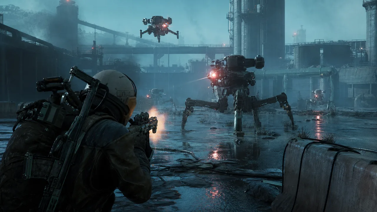 ARC Raiders combat against mechanized ARC units on the surface