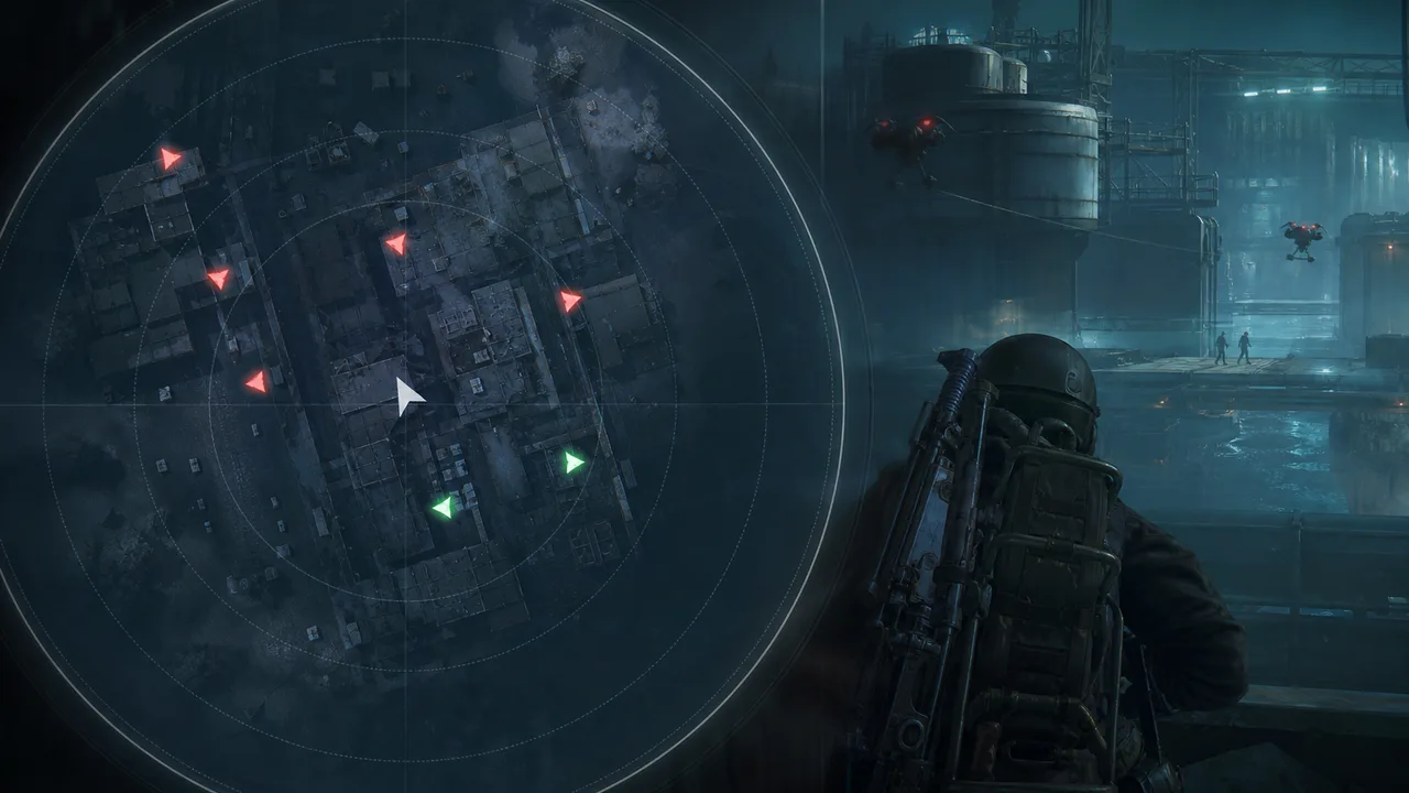 Private Viper 2D radar showing players and drones on an Arc Raiders map