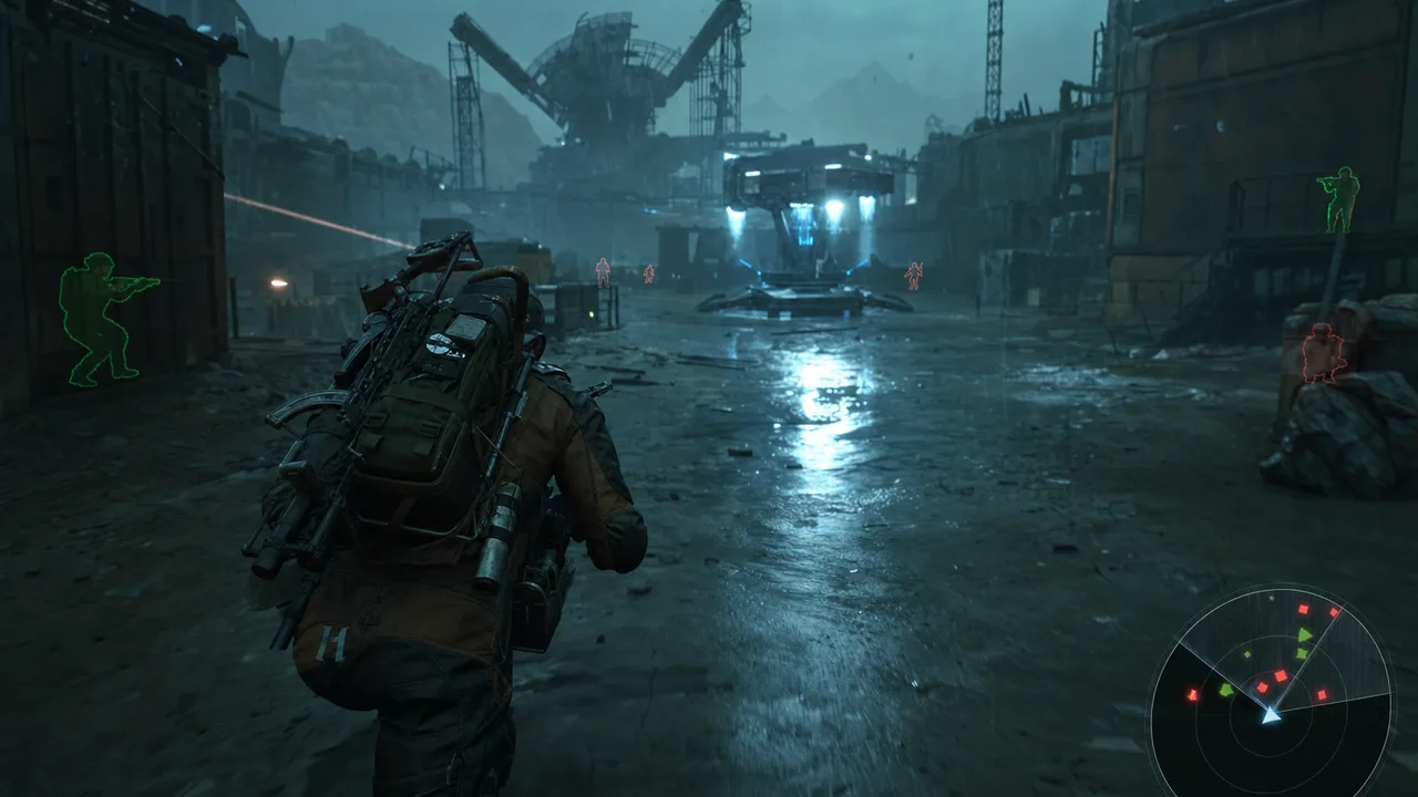 Arc Raiders extraction zone ESP and player overlays during a contested extract