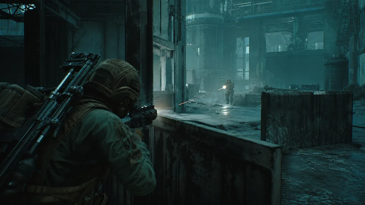 Arc Raiders Pro overlay during a third-person close-quarters engagement
