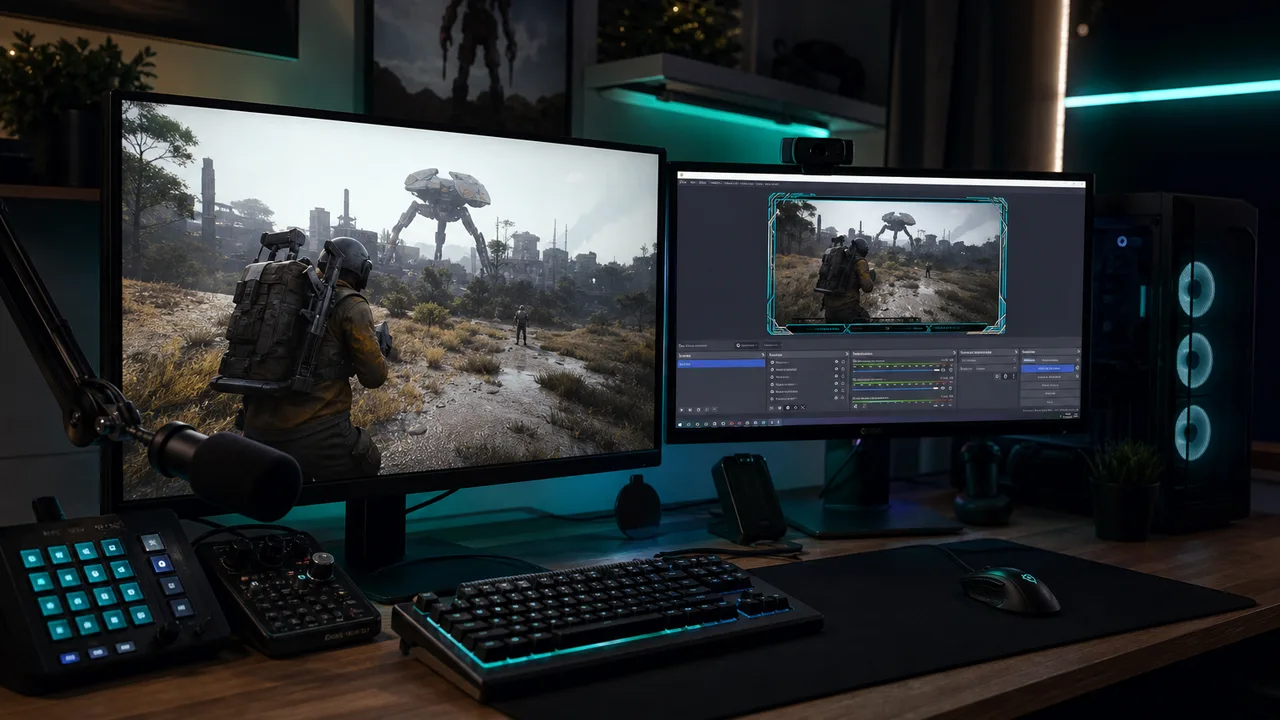 Arc Raiders gameplay with OBS stream layout and overlay capture settings