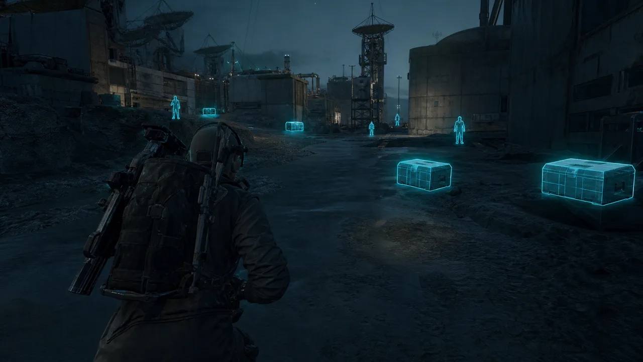 Arc Raiders Xray tier ESP overlay highlighting raiders and loot on the surface